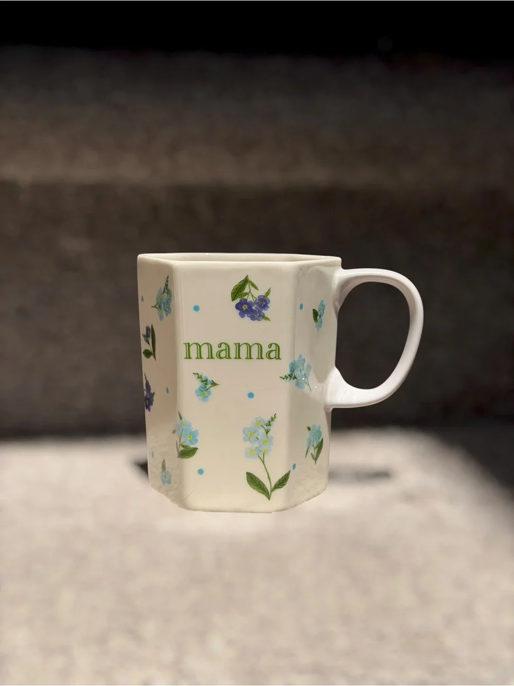NEW Anthropologie Pia Mama Floral Stoneware Coffee Mug Forget Me Not Botanical
